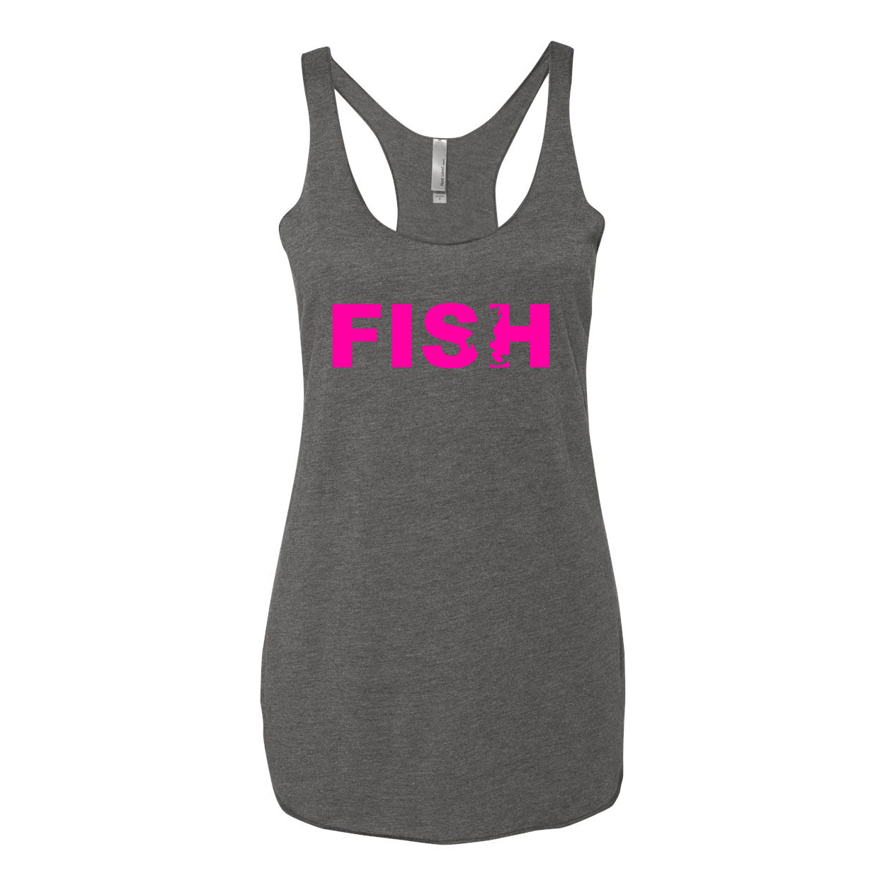 Fish Catch Logo Classic Women's Ultra Thin Tank Top Premium Heather Gray (Pink Logo)