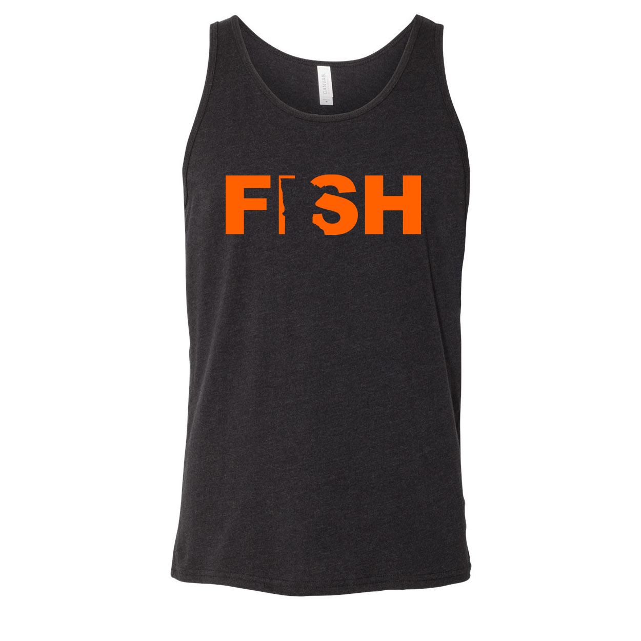Fish Minnesota Classic Men's Unisex Tank Top Dark Heather Gray (Orange Logo)