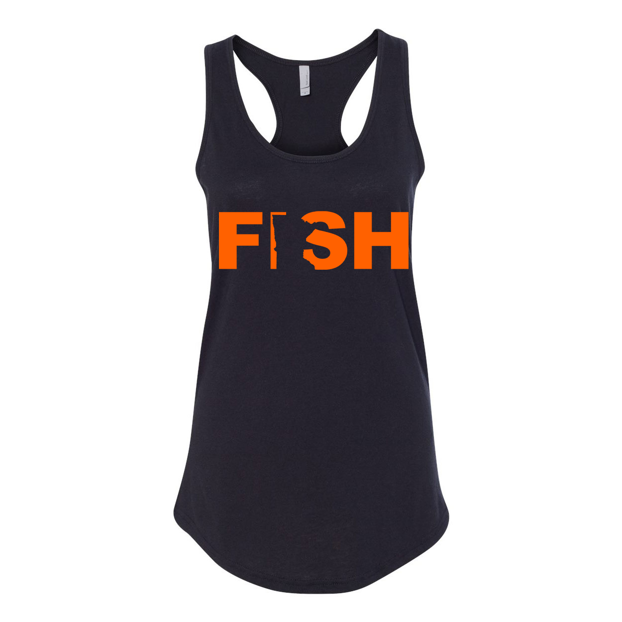 Fish Minnesota Classic Women's Racerback Tank Top Black (Orange Logo)