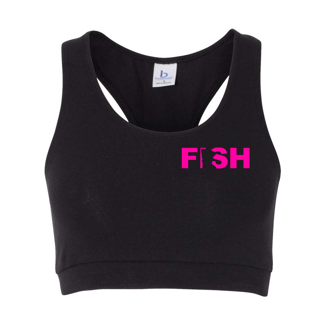 Fish Minnesota Classic Womens Sports Bra Black (Pink Logo)
