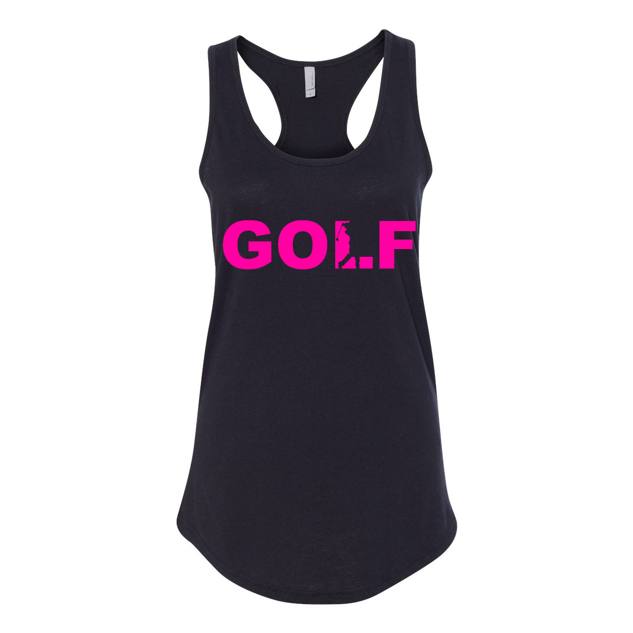 Golf Swing Logo Classic Women's Racerback Tank Top Black (Pink Logo)