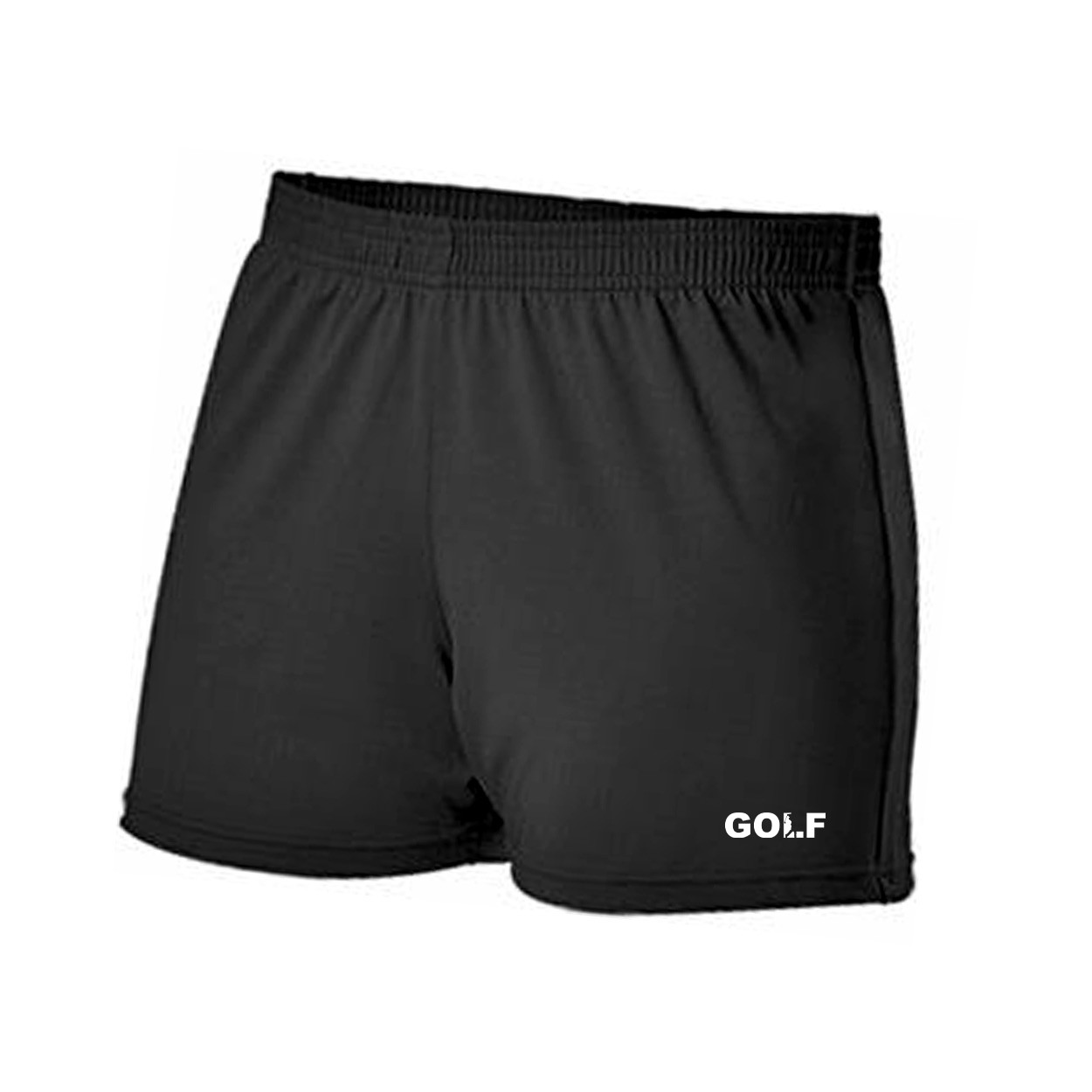 Golf Swing Logo Classic Women's Cheer Shorts Black (White Logo)