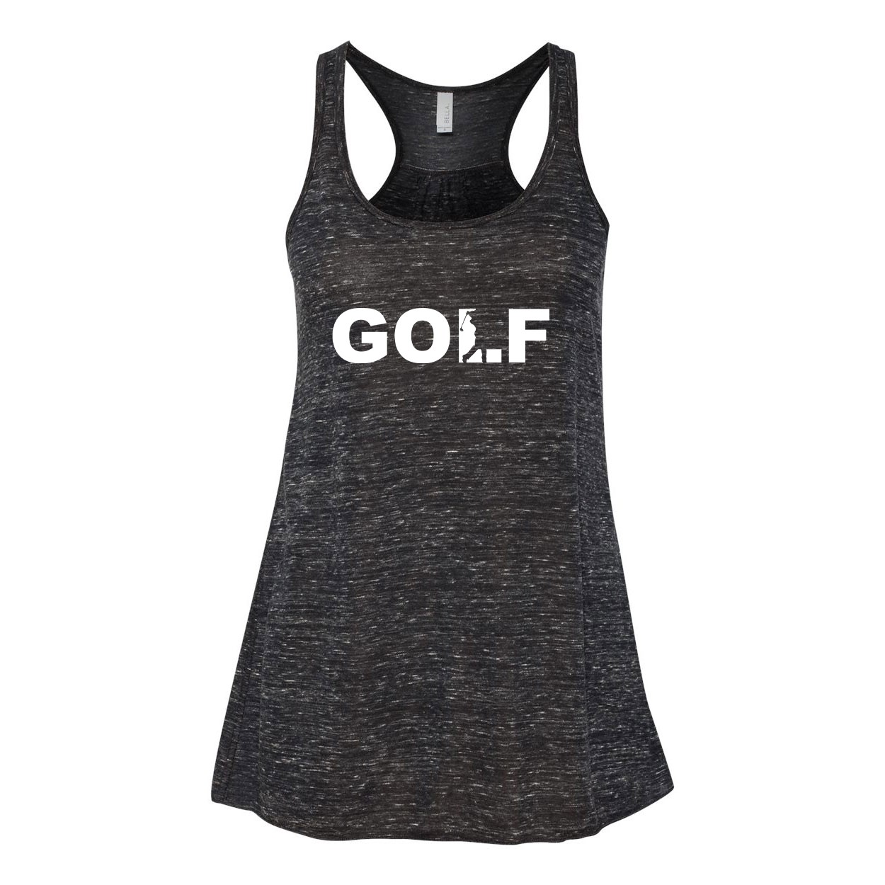 Golf Swing Logo Classic Women's Flowy Racerback Tank Top Black Marble (White Logo)