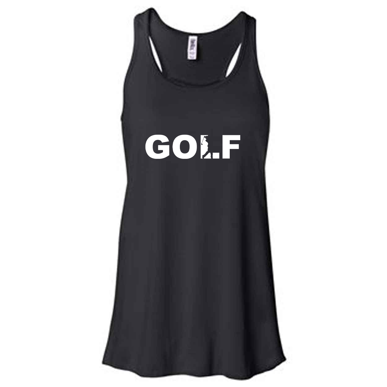 Golf Swing Logo Classic Women's Flowy Racerback Tank Top Black (White Logo)