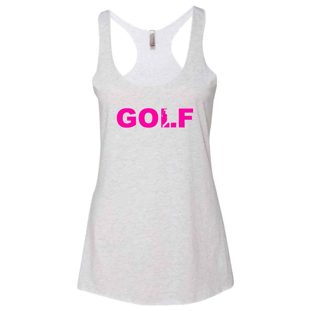 Golf Swing Logo Classic Women's Ultra Thin Tank Top Heather White (Pink Logo)