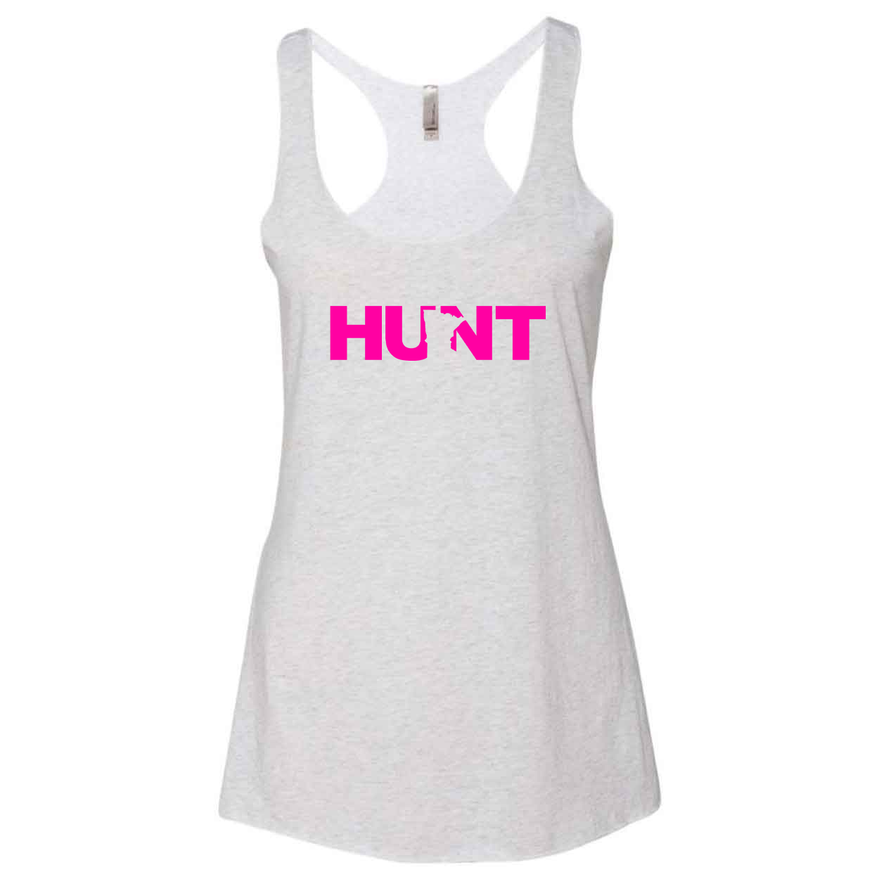 Hunt Minnesota Classic Women's Ultra Thin Tank Top Heather White (Pink Logo)