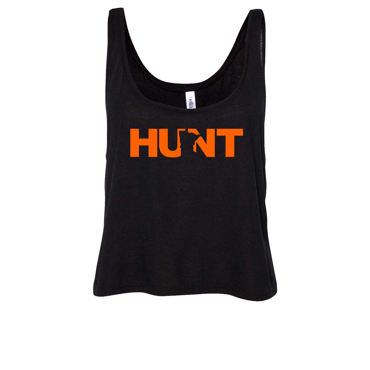 Hunt Minnesota Classic Womens Flowy Semi Cropped Tank Black (Orange Logo)