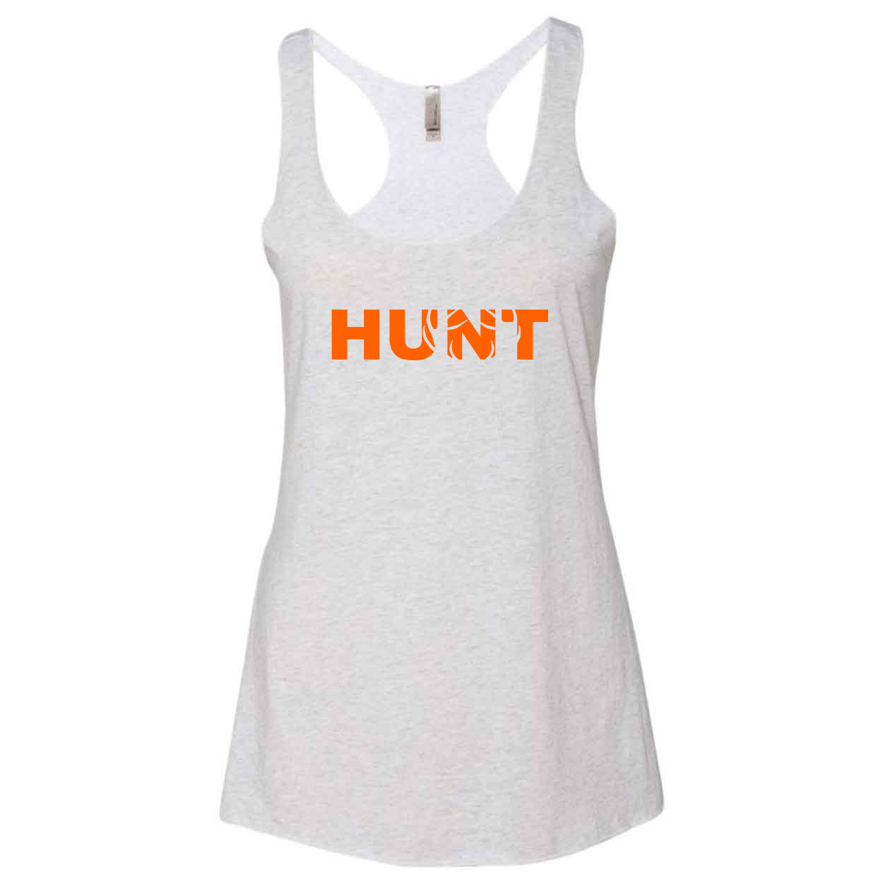 Hunt Rack Logo Classic Women's Ultra Thin Tank Top Heather White (Orange Logo)