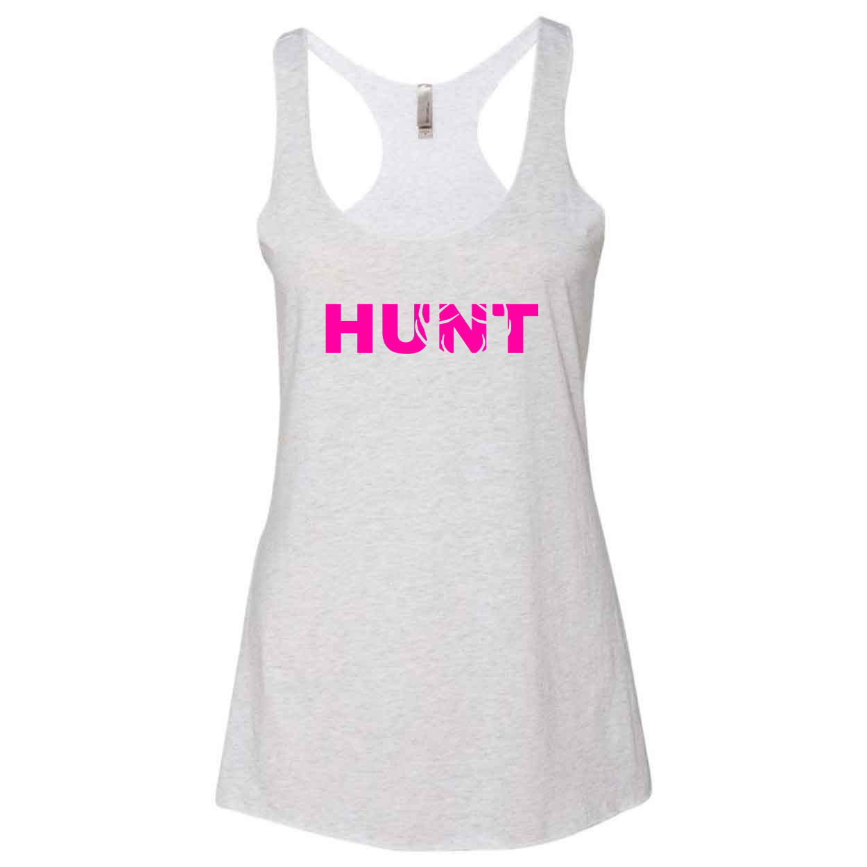 Hunt Rack Logo Classic Women's Ultra Thin Tank Top Heather White (Pink Logo)