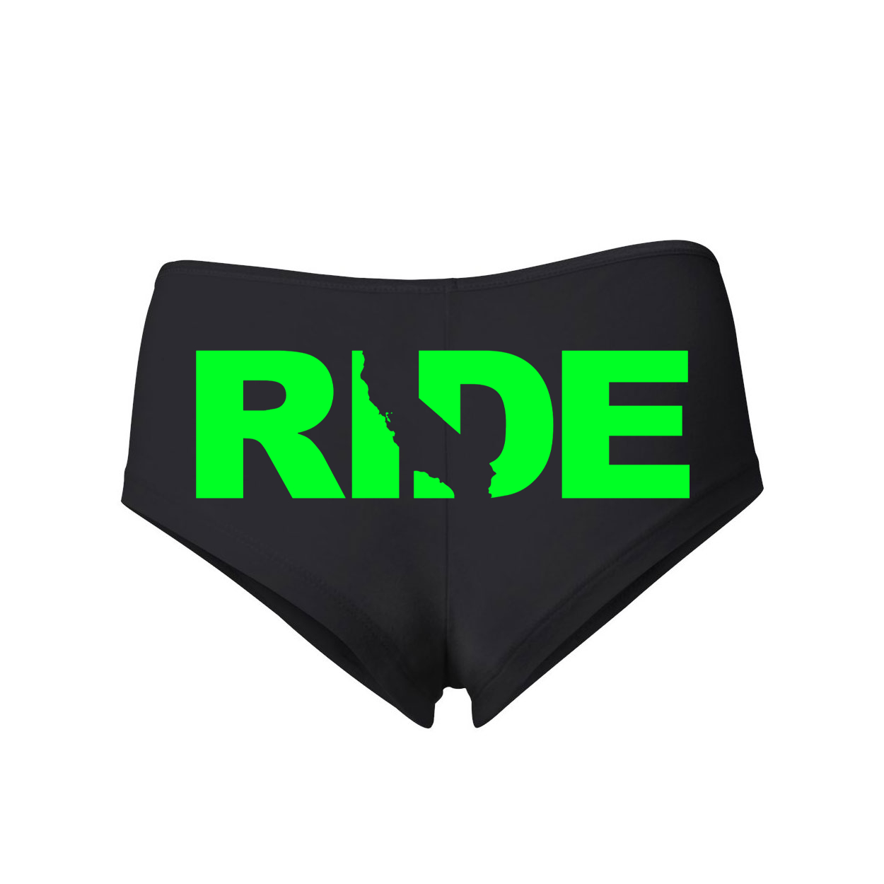 Ride California Classic Womens Booty Shorts Black (Green Logo)