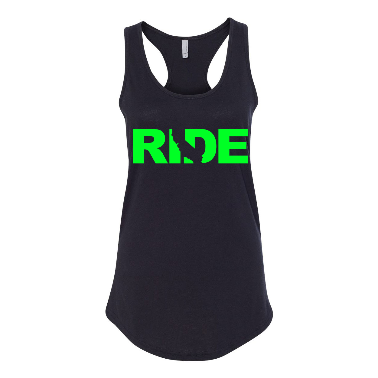 Ride California Classic Women's Racerback Tank Top Black (Green Logo)