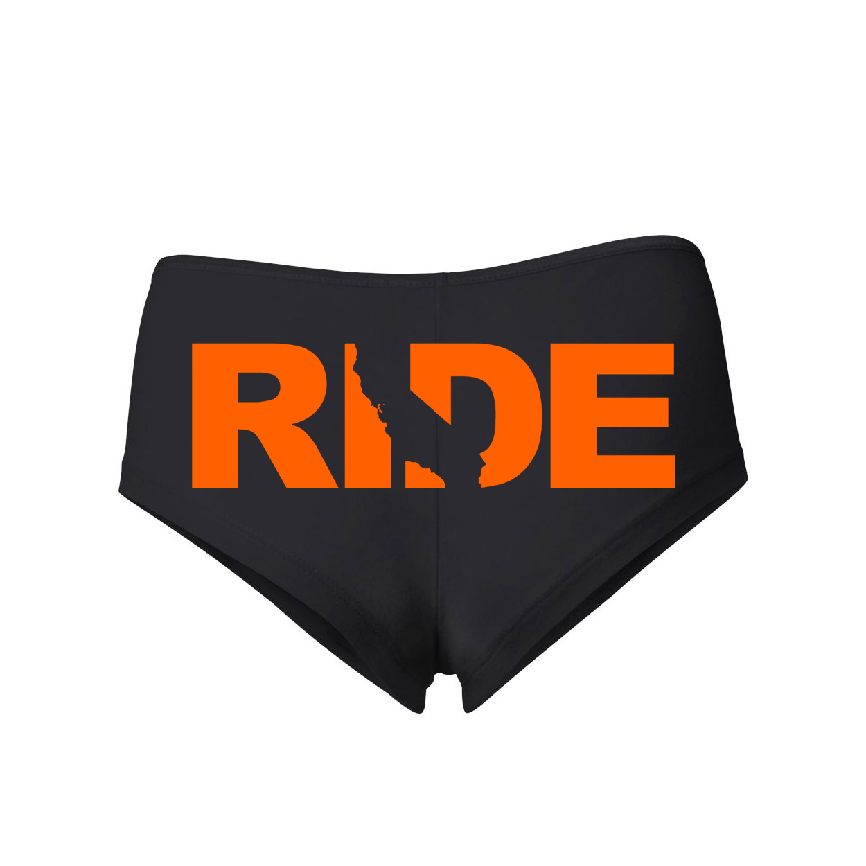 Ride California Classic Womens Booty Shorts Black (Orange Logo)