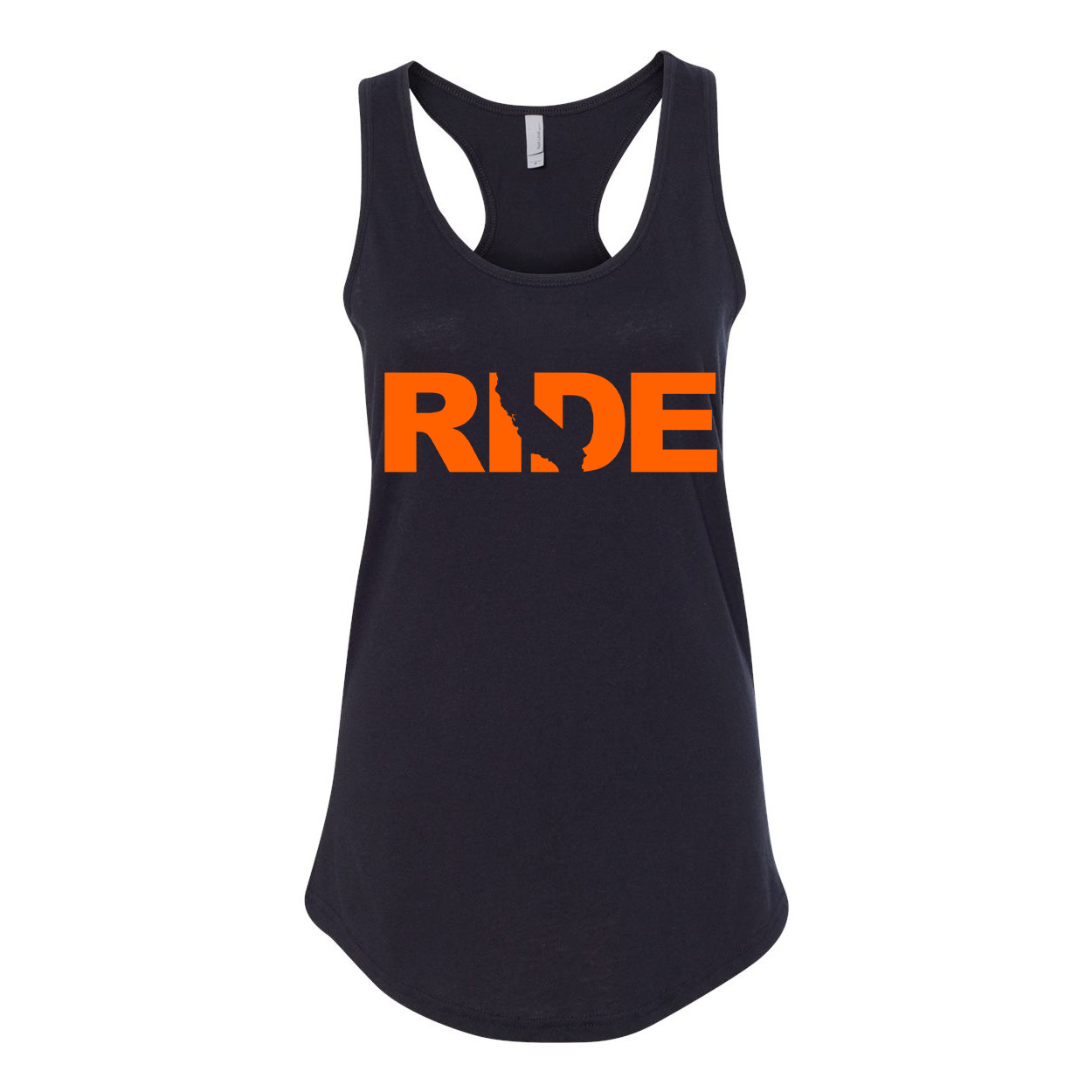 Ride California Classic Women's Racerback Tank Top Black (Orange Logo)