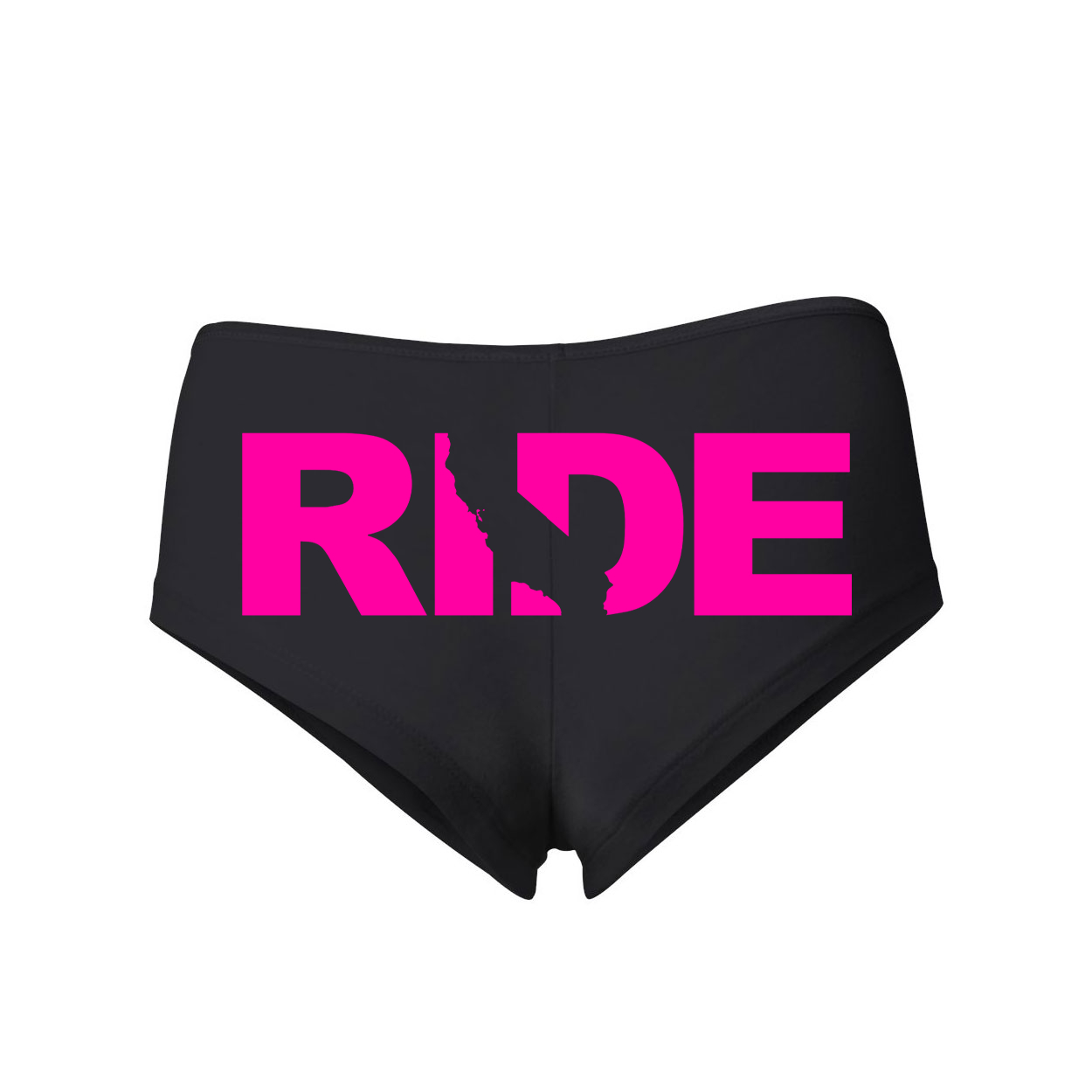 Ride California Classic Womens Booty Shorts Black (Pink Logo)