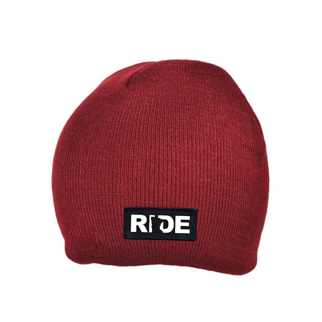 Ride Minnesota Night Out Woven Patch Skully Beanie Maroon (White Logo)