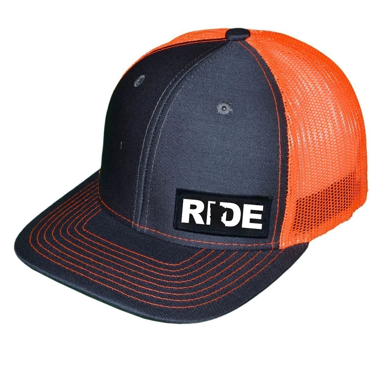 Ride Minnesota Night Out Woven Patch Snapback Trucker Hat Dark Gray/Orange (White Logo)