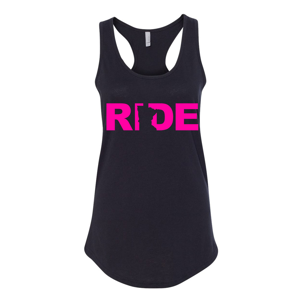 Ride Minnesota Classic Women's Racerback Tank Top Black (Pink Logo)