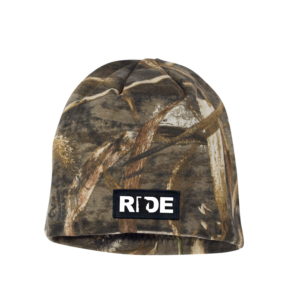 Ride Minnesota Night Out Woven Patch Skully Beanie Realtree Max-5 Camo (White Logo)