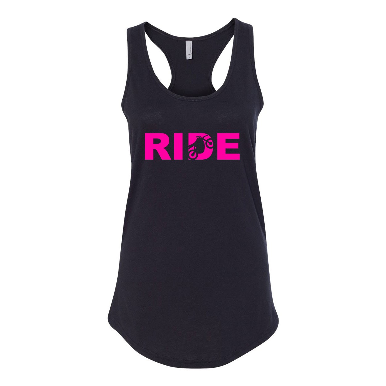 Ride Moto Logo Classic Women's Racerback Tank Top Black (Pink Logo)