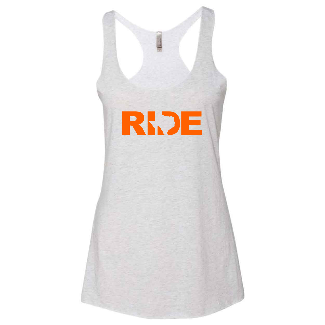 Ride Texas Classic Women's Ultra Thin Tank Top Heather White (Orange Logo)