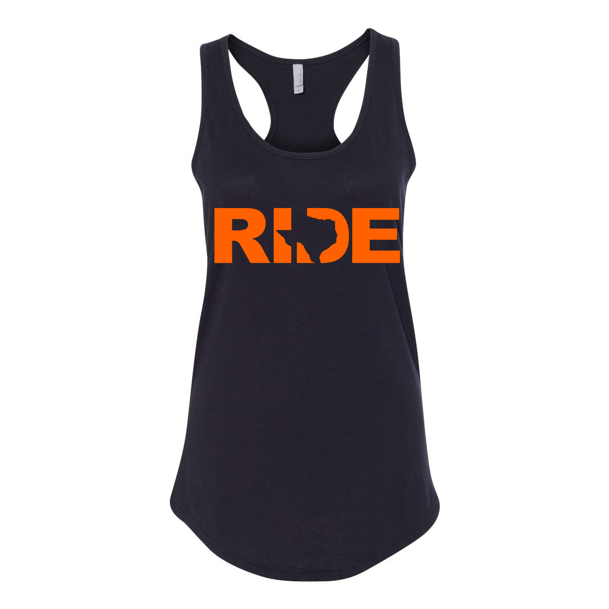 Ride Texas Classic Women's Racerback Tank Top Black (Orange Logo)