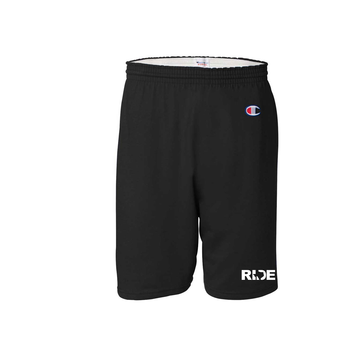 Ride Texas Classic Men's Unisex Gym Shorts Black with Pockets Black (White Logo)