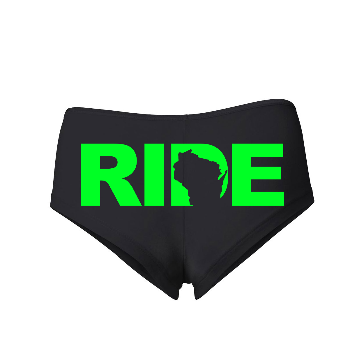 Ride Wisconsin Classic Womens Booty Shorts Black (Green Logo)