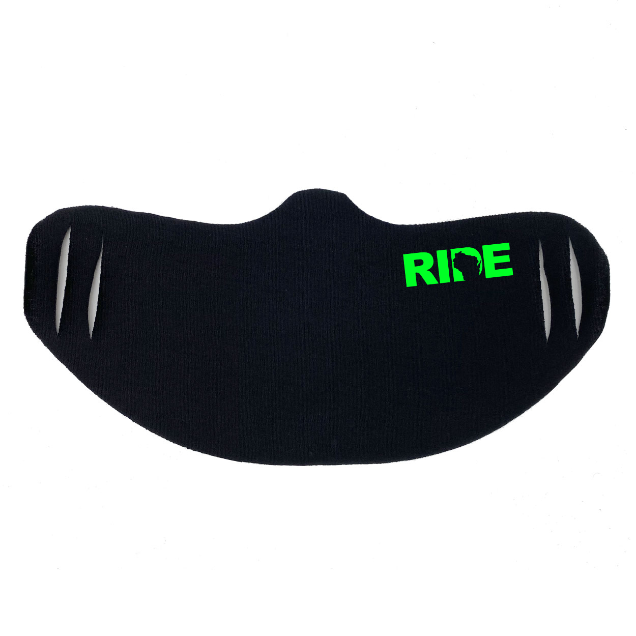 Ride Wisconsin Ultra Lightweight Face Mask Cover Black (Green Logo)