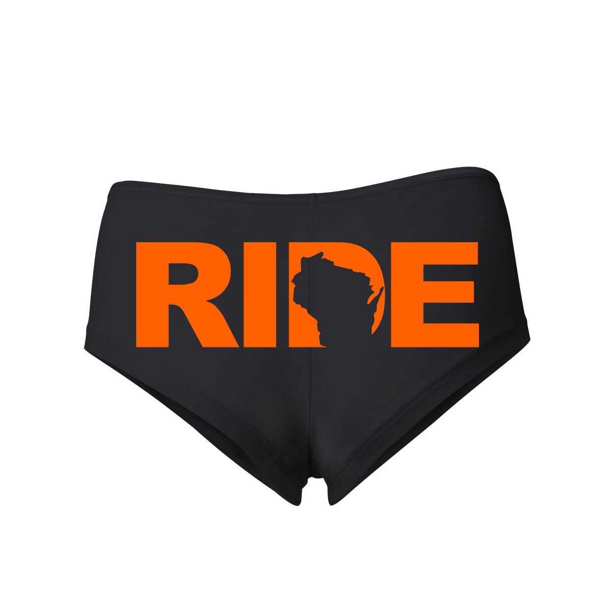 Ride Wisconsin Classic Womens Booty Shorts Black (Orange Logo)