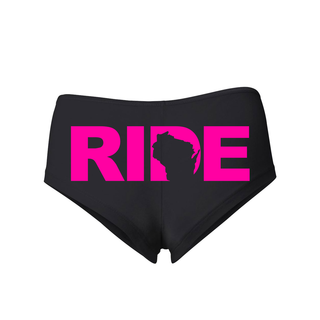 Ride Wisconsin Classic Womens Booty Shorts Black (Pink Logo)