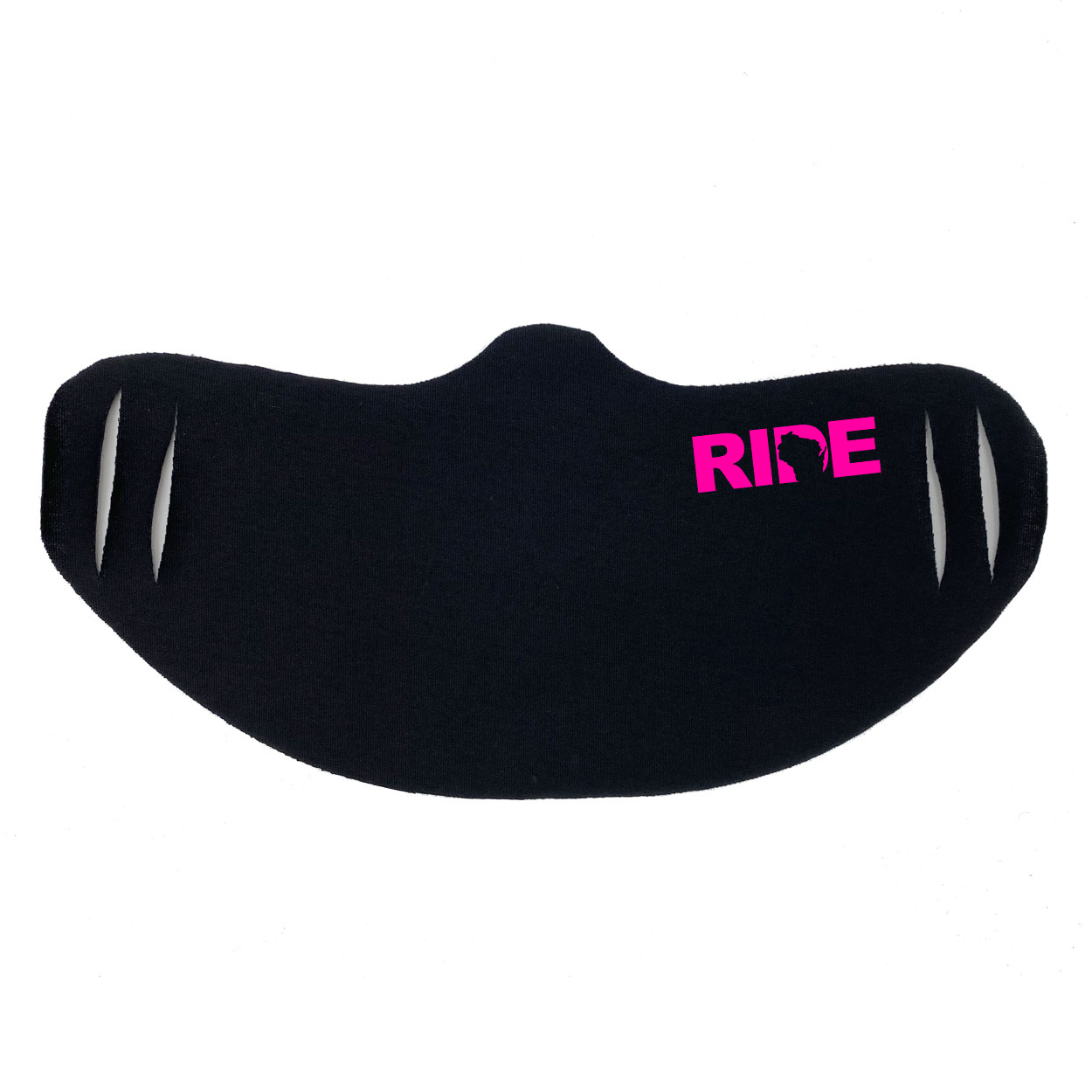 Ride Wisconsin Ultra Lightweight Face Mask Cover Black (Pink Logo)