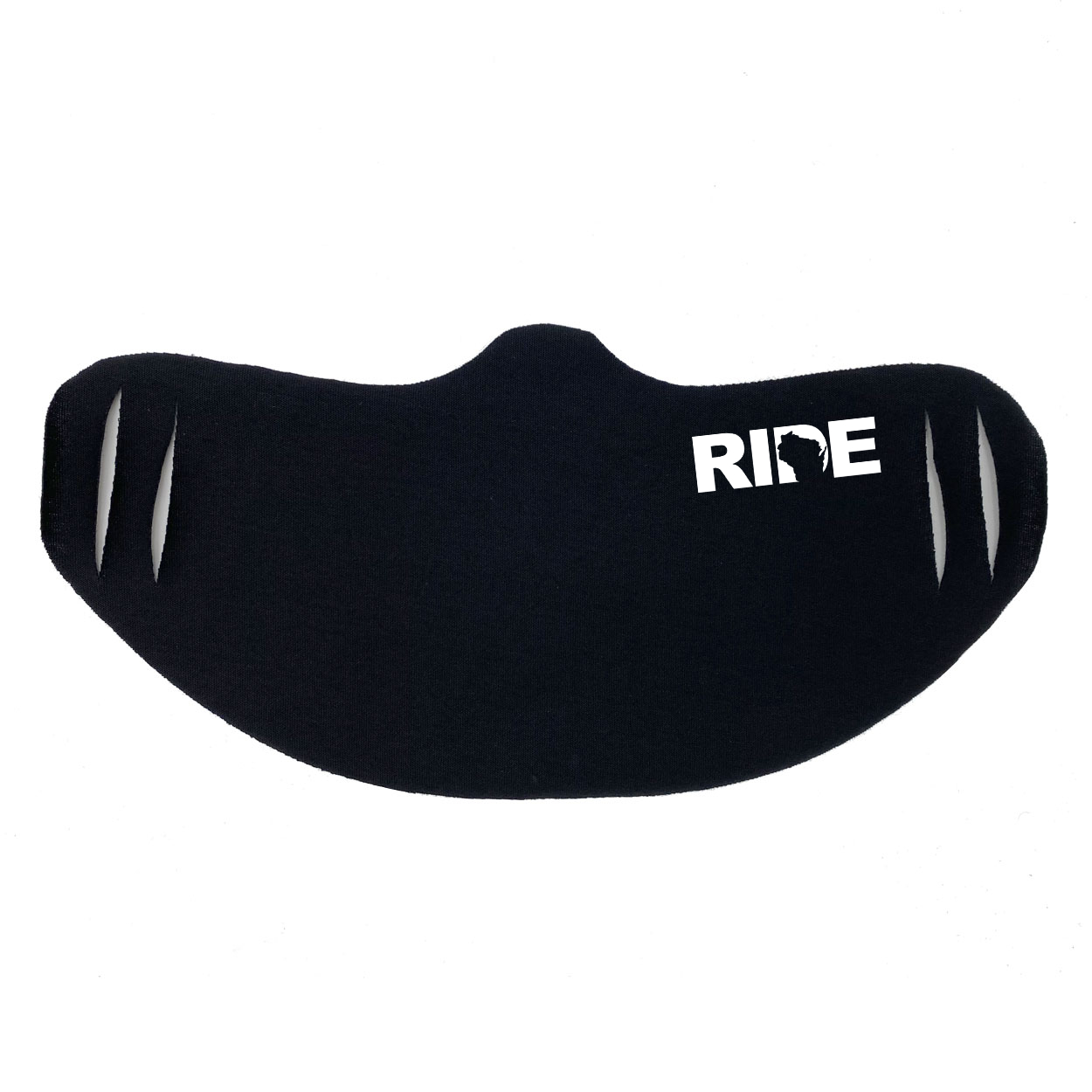 Ride Wisconsin Ultra Lightweight Face Mask Cover Black (White Logo)