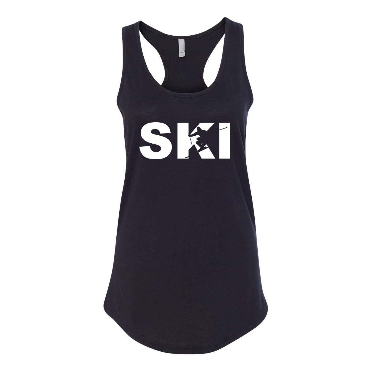 Ski Downhill Logo Classic Women's Racerback Tank Top Black (White Logo)