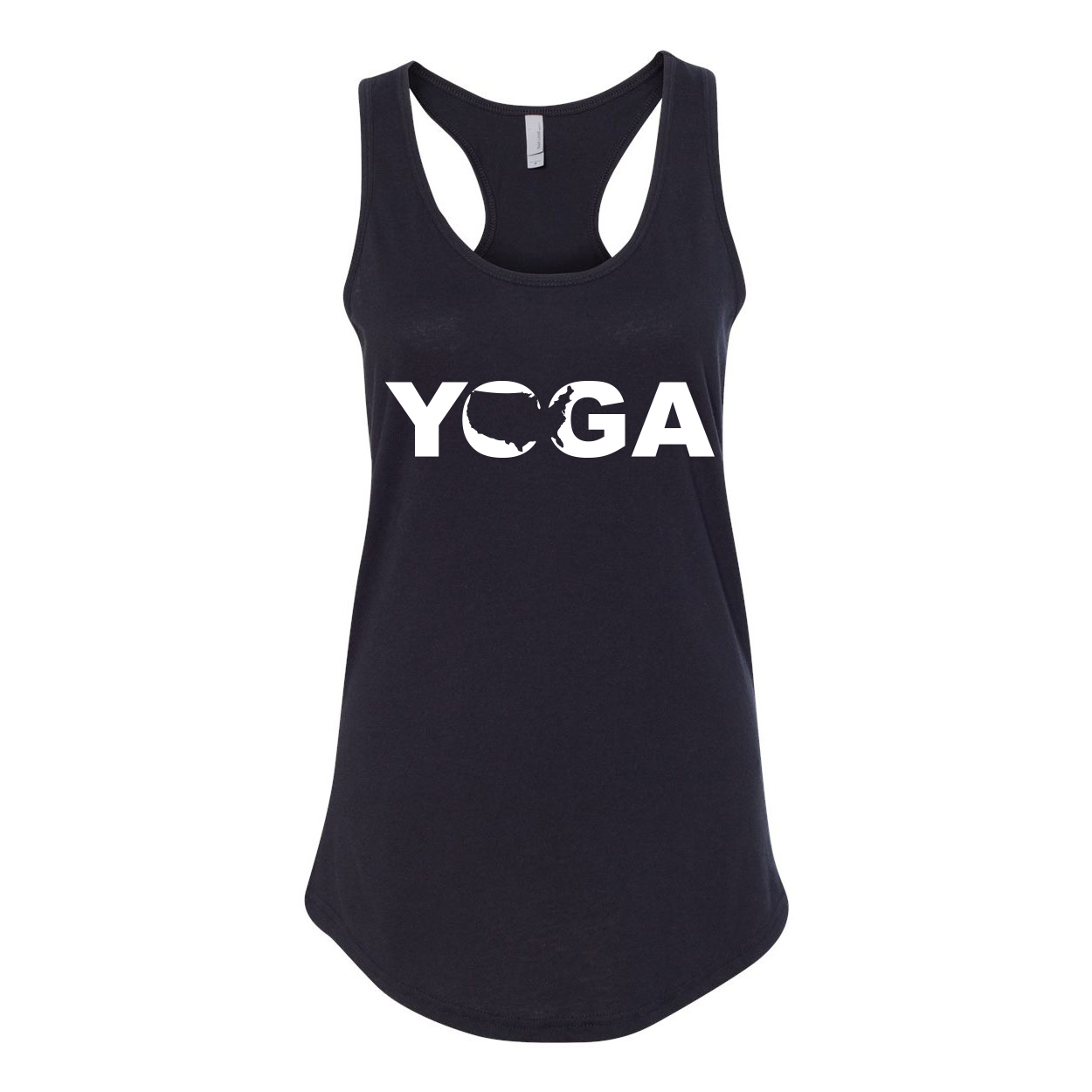 Yoga United States Classic Women's Racerback Tank Top Black (White Logo)