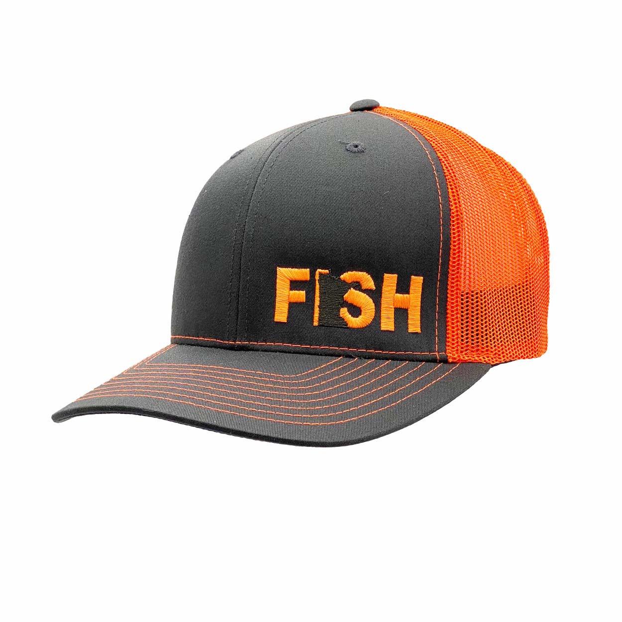 Fish Minnesota Night Out Embroidered Snapback Trucker Hat Gray/Orange