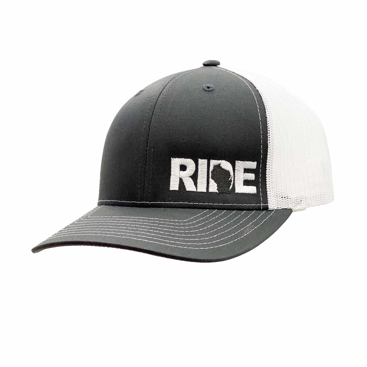 Ride Wisconsin Night Out Embroidered Snapback Trucker Hat Gray/White