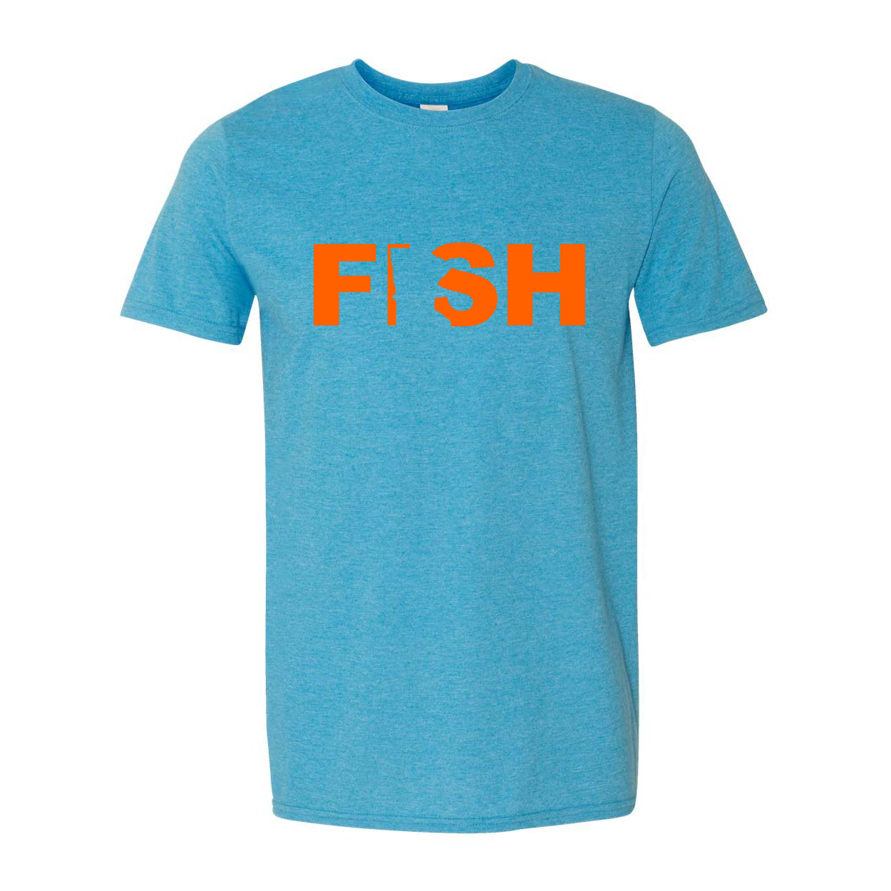 Fish Minnesota Classic T-Shirt Heather Sapphire Blue (Orange Logo)