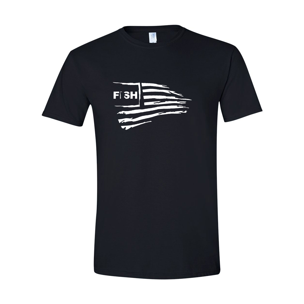 Fish Minnesota Classic USA Flag T-Shirt Black (White Logo)