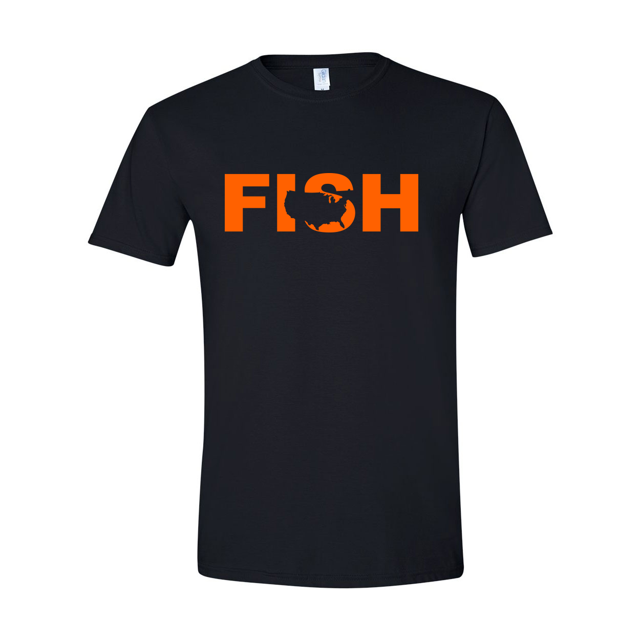 Fish United States Classic T-Shirt Black (Orange Logo)