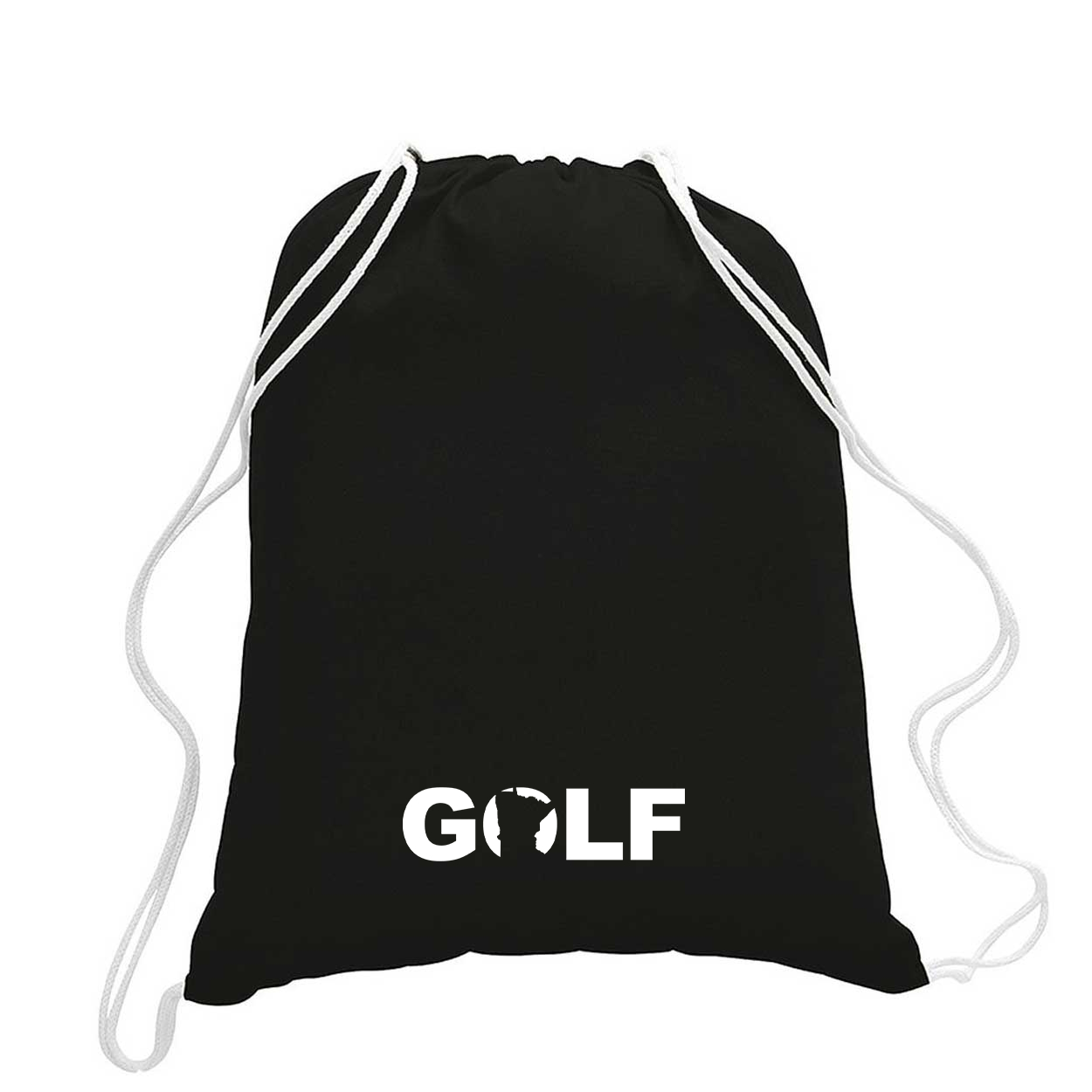 Golf Minnesota Classic Drawstring Sport Pack Bag/Cinch Sack Black (White Logo)