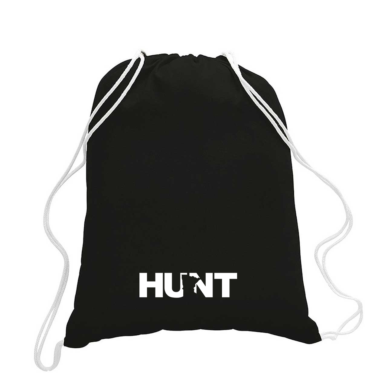 Hunt Minnesota Classic Drawstring Sport Pack Bag/Cinch Sack Black (White Logo)