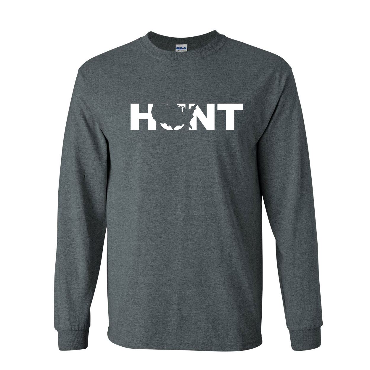 Hunt United States Classic Long Sleeve T-Shirt Dark Heather (White Logo)