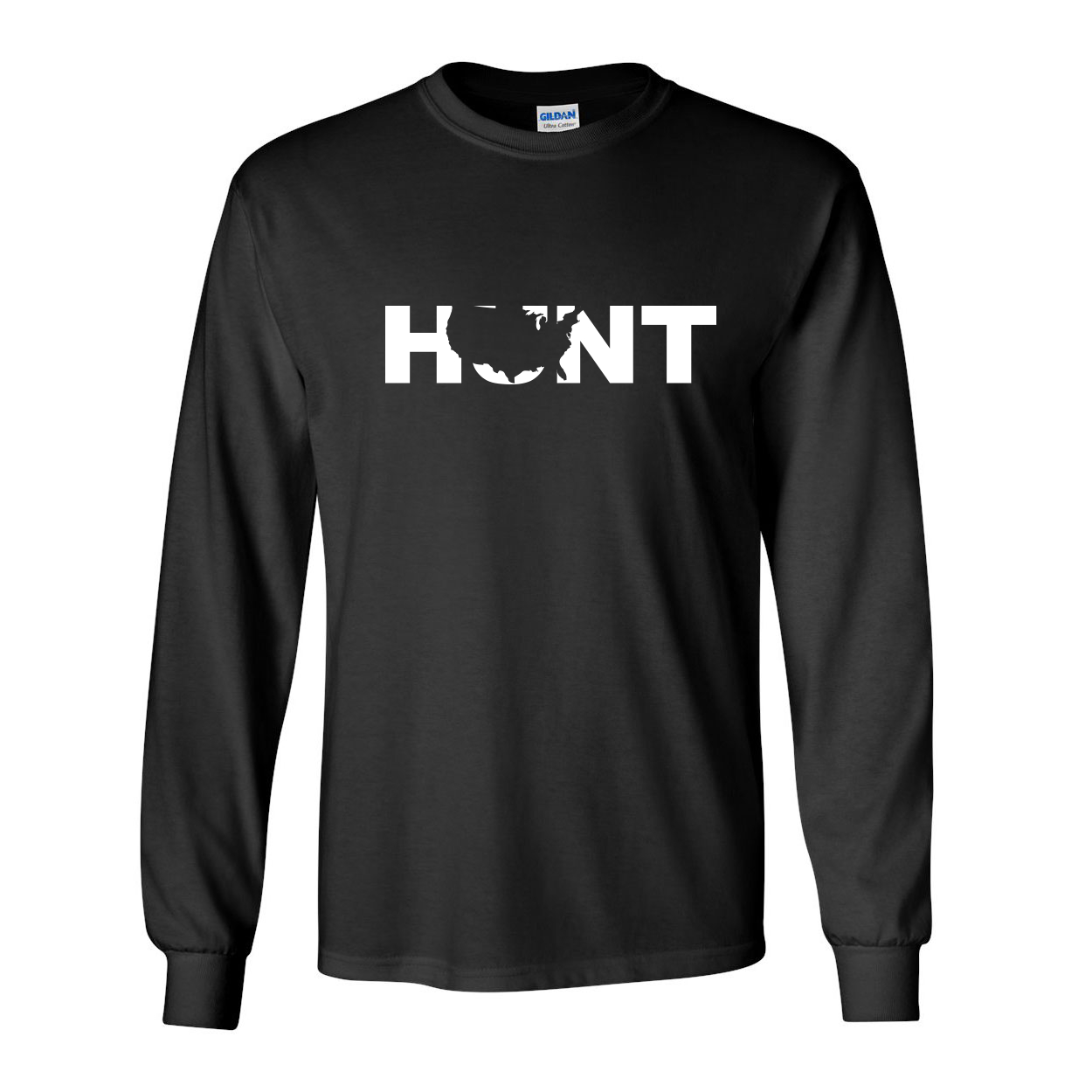 Hunt United States Classic Long Sleeve T-Shirt Black (White Logo)