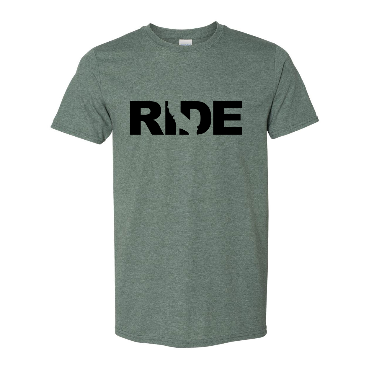 Ride California Classic T-Shirt Heather Military Green (Black Logo)