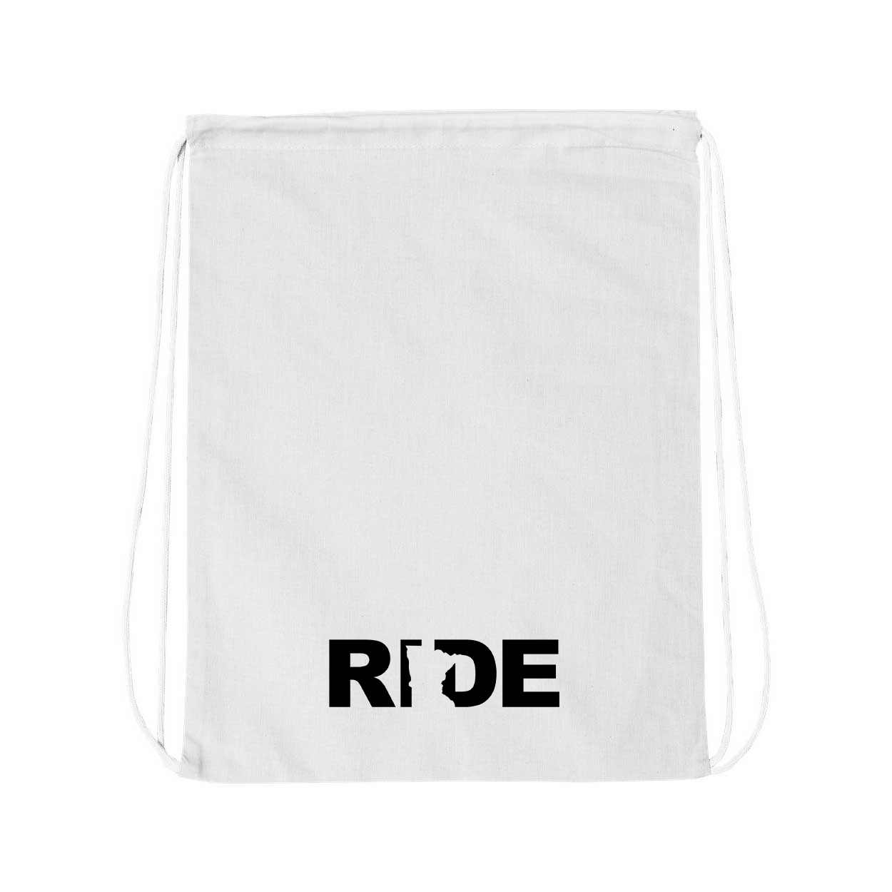 Ride Minnesota Classic Drawstring Sport Pack Bag/Cinch Sack White (Black Logo)