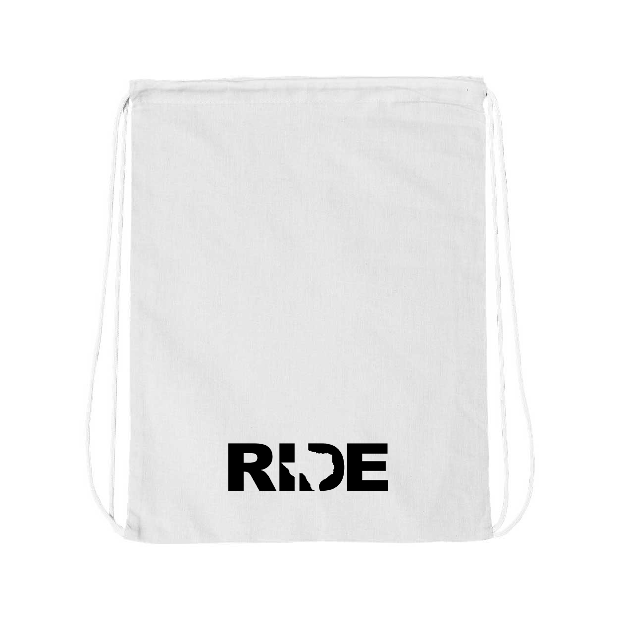Ride Texas Classic Drawstring Sport Pack Bag/Cinch Sack White (Black Logo)