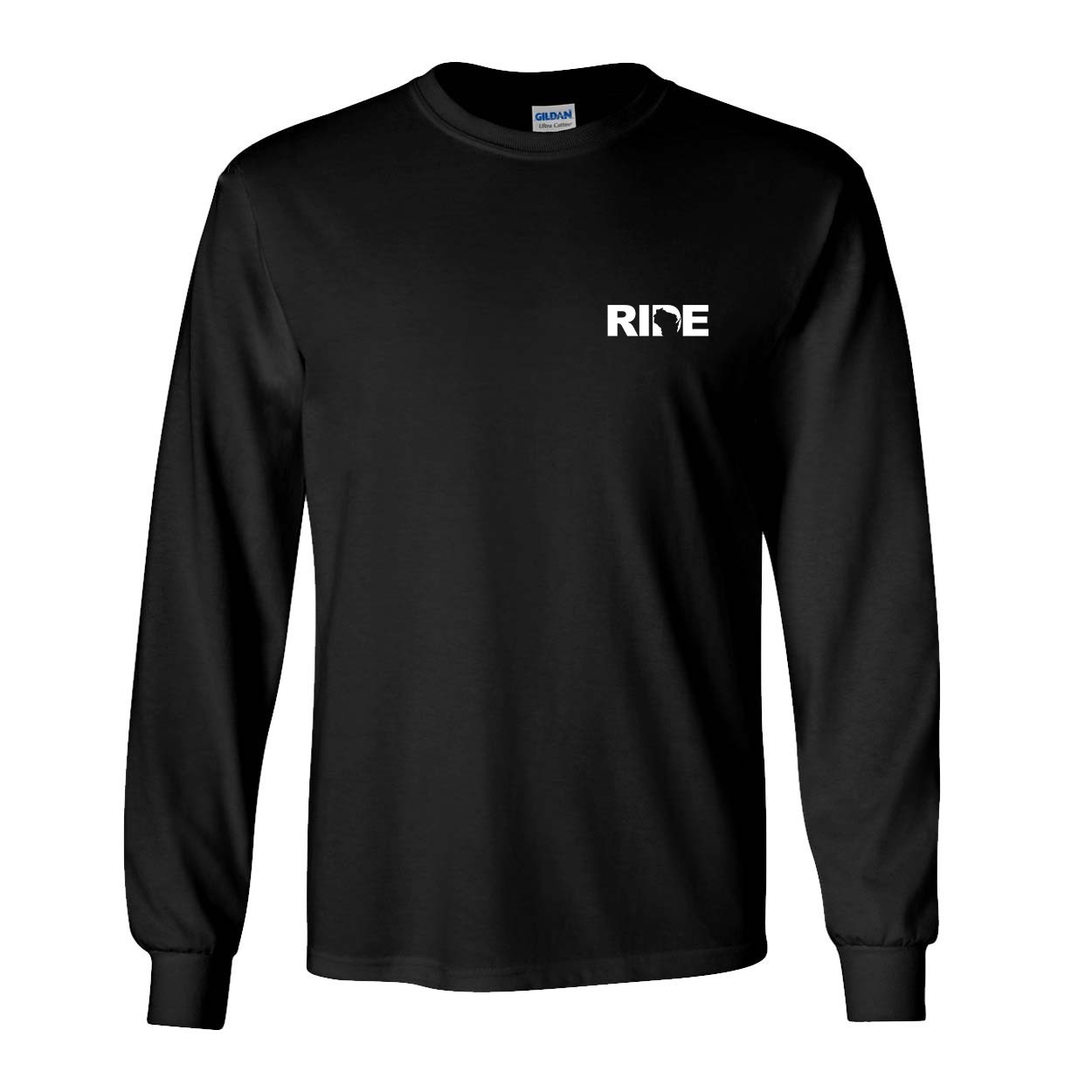 Ride Wisconsin Night Out Long Sleeve T-Shirt Black (White Logo)