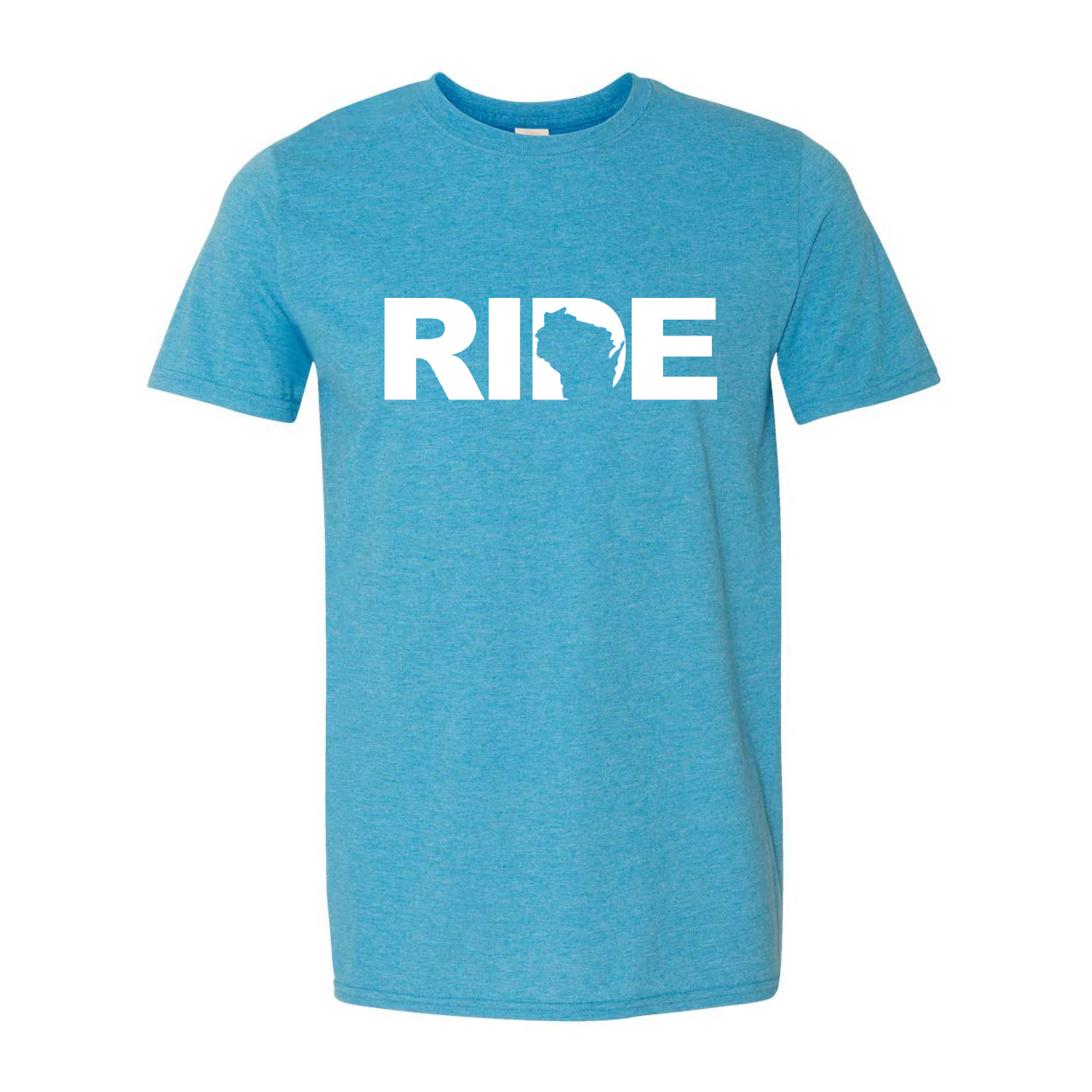 Ride Wisconsin Classic T-Shirt Heather Sapphire Blue (White Logo)