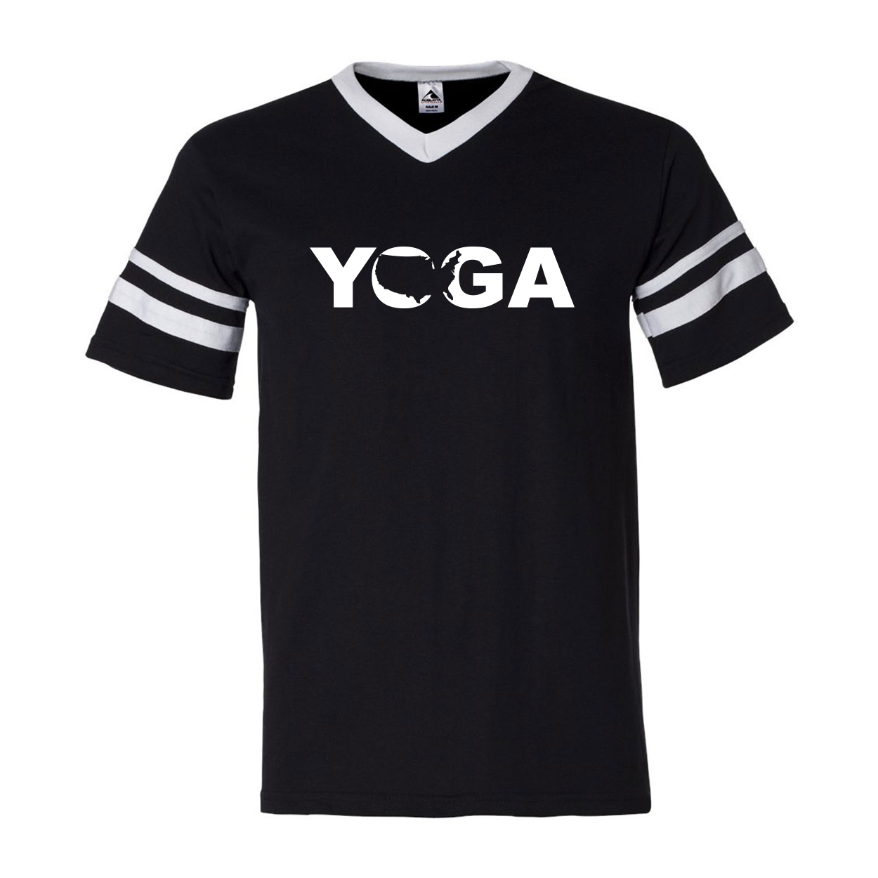 Yoga United States Classic Premium Striped Jersey T-Shirt Black/White (White Logo)
