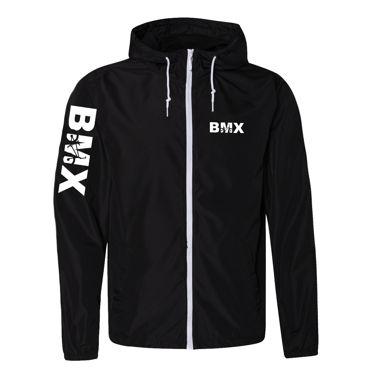 BMX Bike Logo Classic Lightweight Windbreaker Black/White (White Logo)